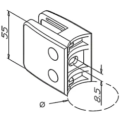 MySystem 4 x Pince à verre pour tube diam. 42,4 modèle 06 - Ep. verre 10,76 mm - Zamak aspect inox brossé