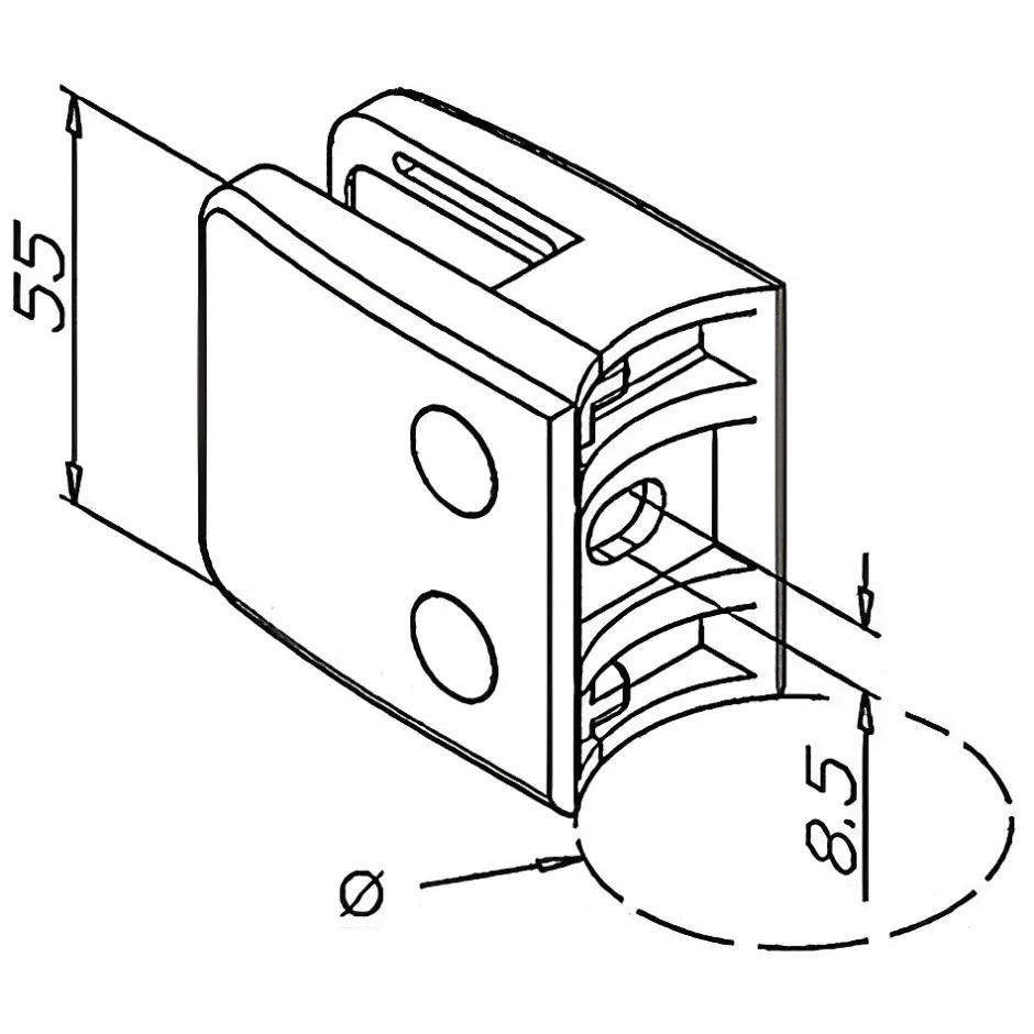 MySystem 4 x Pince à verre pour tube diam. 42,4 modèle 06 - Ep. verre 10,76 mm - Zamak aspect inox brossé