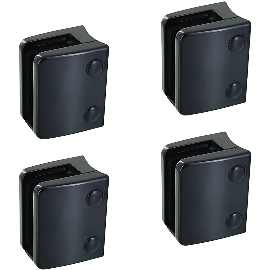 MySystem 4 x Pince à verre pour tube diam. 48,3 modèle 04 - Ep. verre 9,52 mm - Zamak noir RAL 9005