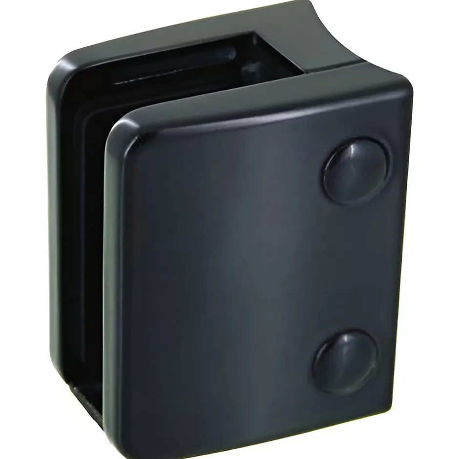 MySystem 4 x Pince à verre pour tube diam. 48,3 modèle 04 - Ep. verre 9,52 mm - Zamak noir RAL 9005