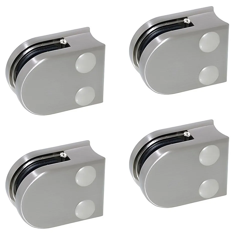 4 x Pince à verre pour tube diam. 42,4 modèle 00 - Ep. verre 6 mm - Inox 316 brossé GR320-MySystem Discount