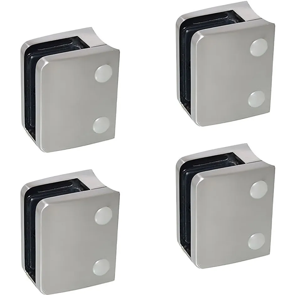 MySystem 4 x Pince à verre pour tube diam. 48,3 modèle 04 - Ep. verre 17,52 mm - Inox 304 brossé GR320