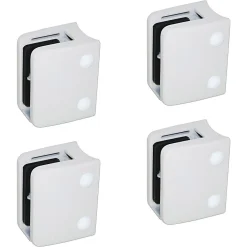 MySystem 4 x Pince à verre pour tube diam. 48,3 modèle 04 - Ep. verre 12,76 mm - Zamak blanc RAL 9016