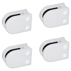 MySystem 4 x Pince à verre pour tube diam. 42,4 modèle 02 - Ep. verre 8 mm - Zamak blanc RAL 9016