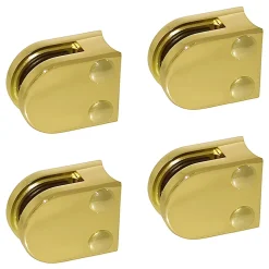 MySystem 4 x Pince à verre pour tube diam. 42,4 modèle 00 - Ep. verre 8 mm - Zamak aspect laiton