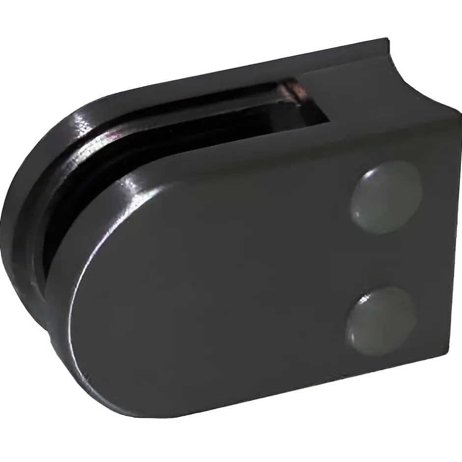 4 x Pince à verre pour tube diam. 42,4 modèle 02 - Ep. verre 6,76 mm - Inox noir anthracite-MySystem Clearance