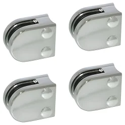 MySystem 4 x Pince à verre pour tube diam. 42,4 modèle 00 - Ep. verre 6 mm - Zamak chromé brillant