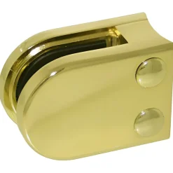 4 x Pince à verre pour tube diam. 42,4 modèle 02 - Ep. verre 6 mm - Zamak aspect laiton-MySystem Outlet