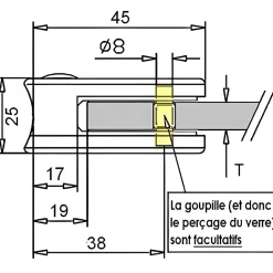 4 x Pince à verre pour tube diam. 42,4 modèle 21 - Ep. verre 8,76 mm - Inox 316 brossé GR320-MySystem