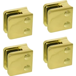 MySystem 4 x Pince à verre pour tube diam. 42,4 modèle 01 - Ep. verre 10 mm - Zamak aspect laiton