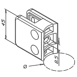 MySystem 4 x Pince à verre pour tube diam. 42,4 modèle 01 - Ep. verre 10 mm - Zamak aspect laiton