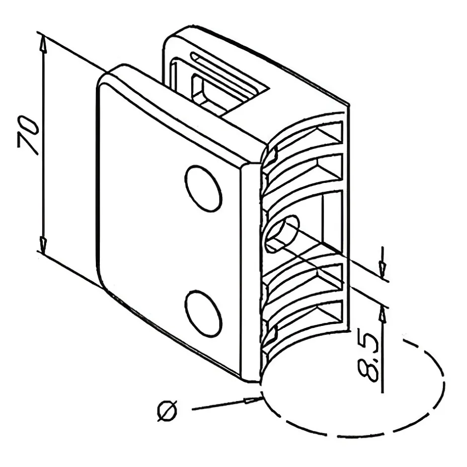 MySystem 4 x Pince à verre pour tube diam. 48,3 modèle 04 - Ep. verre 12,76 mm - Inox 316 brossé GR320