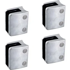 4 x Pince à verre pour tube diam. 48,3 modèle 04 - Ep. verre 17,52 mm - Zamak brut-MySystem