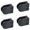 4 x Pince à verre pour tube diam. 42,4 modèle 02 - Ep. verre 6,76 mm - Zamak noir RAL 9005-MySystem New