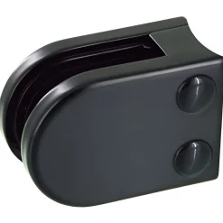 4 x Pince à verre pour tube diam. 42,4 modèle 02 - Ep. verre 6,76 mm - Zamak noir RAL 9005-MySystem New