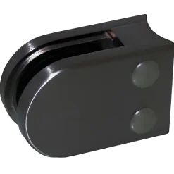 4 x Pince à verre pour tube diam. 42,4 modèle 02 - Ep. verre 6 mm - Inox noir anthracite-MySystem