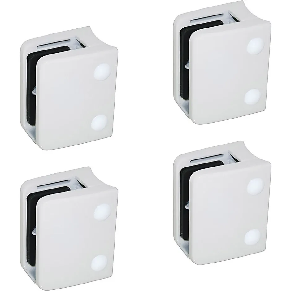 MySystem 4 x Pince à verre pour tube diam. 48,3 modèle 04 - Ep. verre 9,52 mm - Zamak blanc RAL 9016