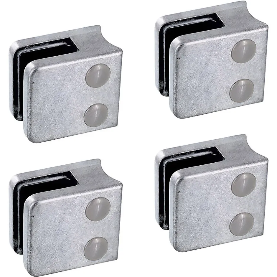 4 x Pince à verre pour tube diam. 42,4 modèle 01 - Ep. verre 8,76 mm - Zamak brut-MySystem Discount