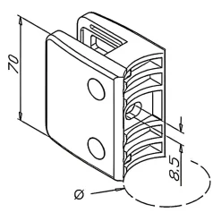 MySystem 4 x Pince à verre pour tube diam. 48,3 modèle 04 - Ep. verre 12,76 mm - Zamak aspect inox brossé