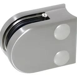 MySystem 4 x Pince à verre pour tube diam. 42,4 modèle 00 - Ep. verre 6,76 mm - Zamak aspect inox brossé