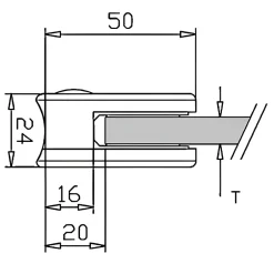 MySystem 4 x Pince à verre pour tube diam. 42,4 modèle 00 - Ep. verre 6,76 mm - Zamak aspect inox brossé