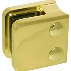 MySystem 4 x Pince à verre pour tube diam. 42,4 modèle 01 - Ep. verre 6,76 mm - Zamak aspect laiton