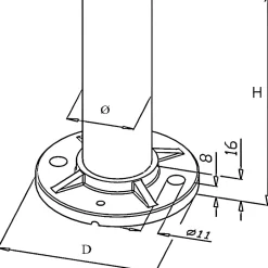 2 x Poteau de balustrade Modèle 24 - Tube diam. 42.4 x 2 mm - H 970 mm - Inox 316-MySystem Best