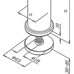 MySystem 2 x Poteau de balustrade Modèle 44 - Tube diam. 42.4 x 2 mm - H 970 mm - Inox 304