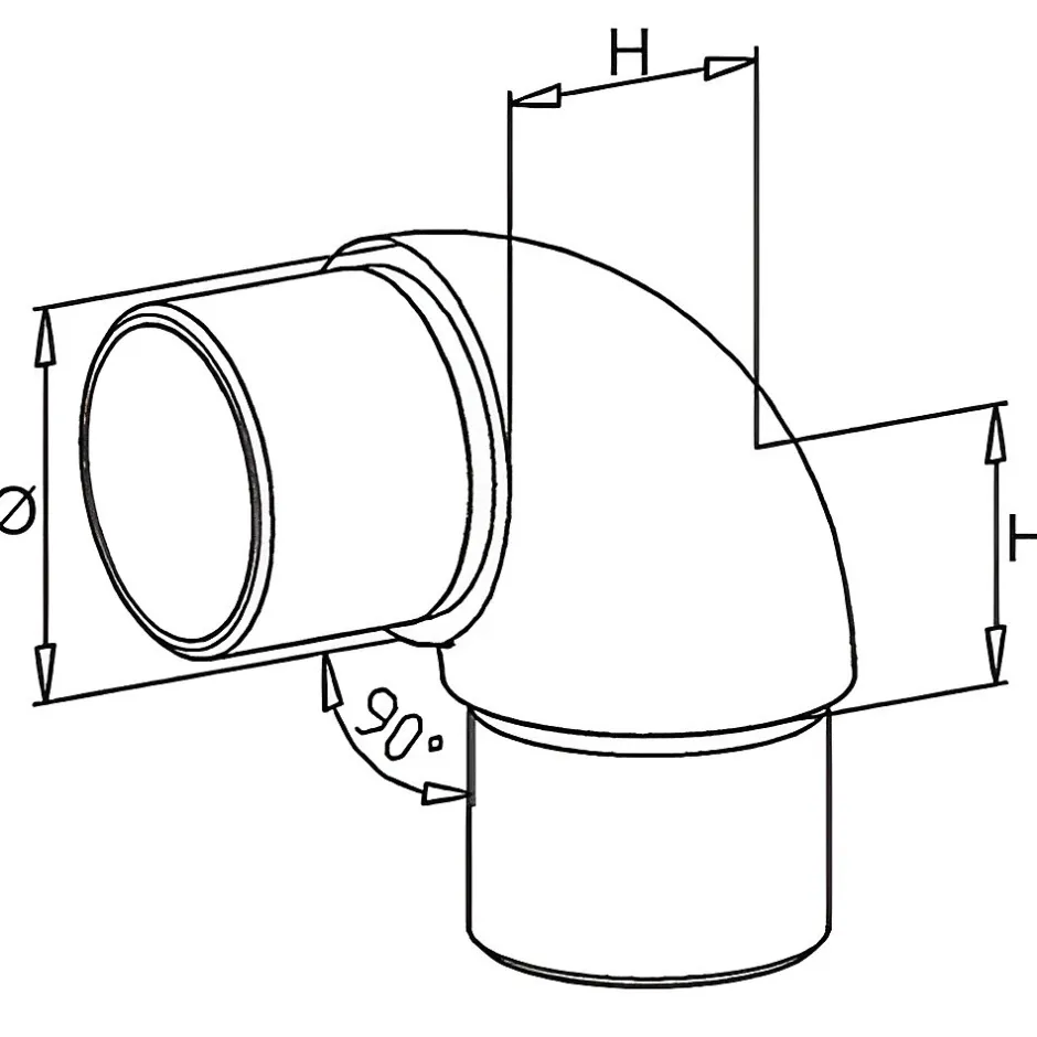 2 x Raccord 90 degrés arrondi pour tube diam. 42,4 x 2 mm - Inox 316-MySystem Clearance
