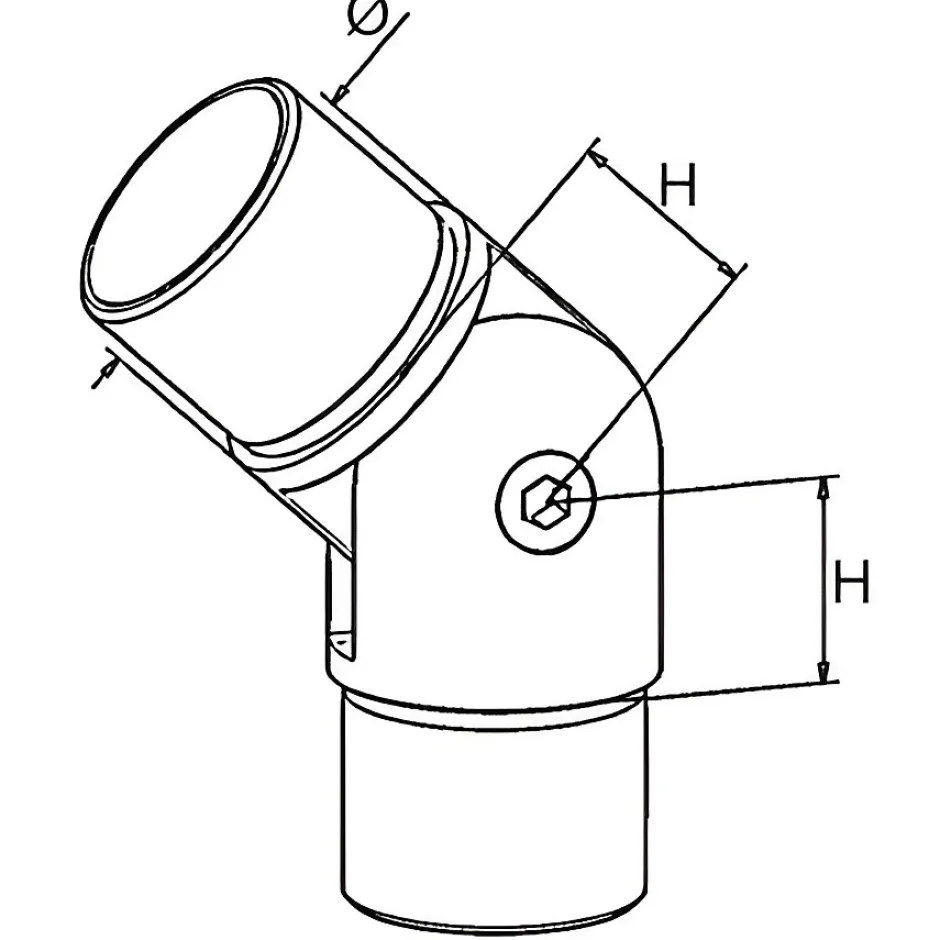 2 x Raccord orientable pour tube diam. 42,4 x 2 mm - Inox 316-MySystem New