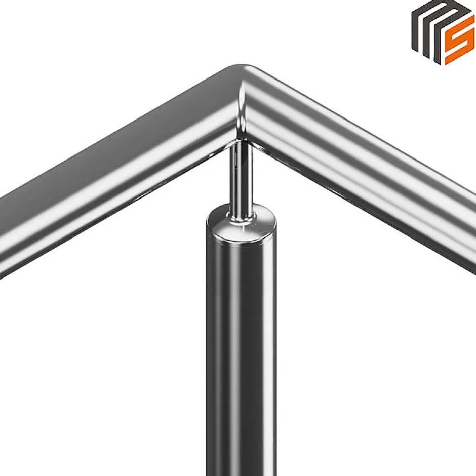 2 x Support 90 degrés main courante diam. 42,4 à coller sur tube diam. 42,4 x 2 mm - Inox 304-MySystem Online