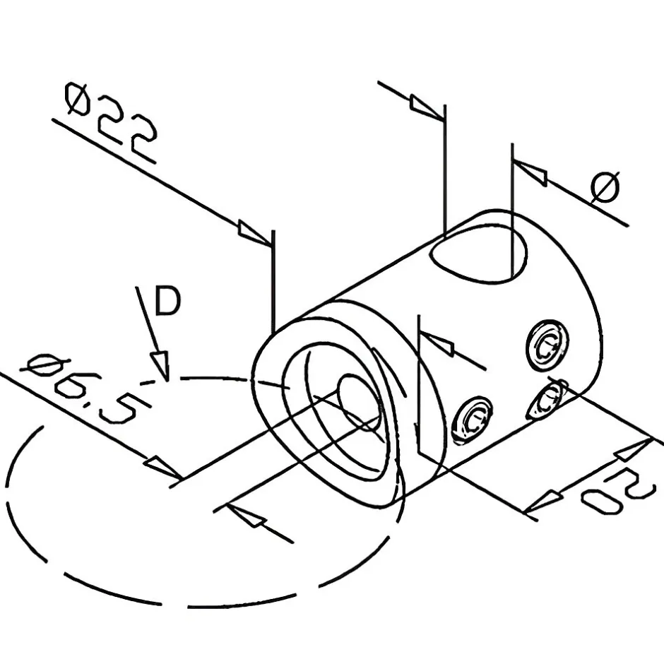 MySystem 10 x Support de liaison transerval sur Tube diam. 42,4 pour Barre diam. 12 mm - Inox 304
