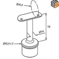 2 x Support main courante diam. 42,4 à coller sur tube diam. 42,4 x 2 mm - Inox 316-MySystem