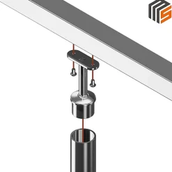 2 x Support main courante plate à coller sur tube diam. 42,4 x 2 mm - Inox 304-MySystem