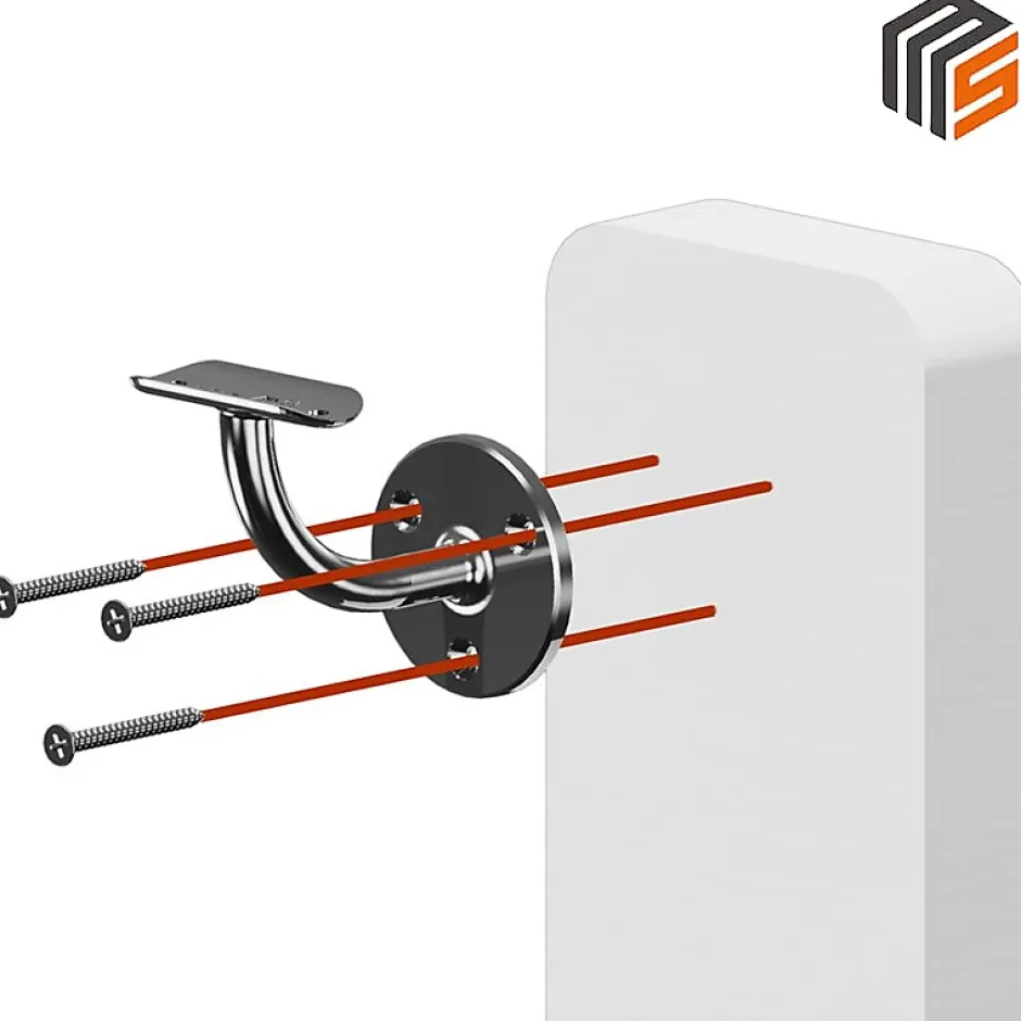 2 x Support mural fixe - Main courante diam. 42,4 mm - Platine 3 trous fraisés - Inox 316-MySystem Sale