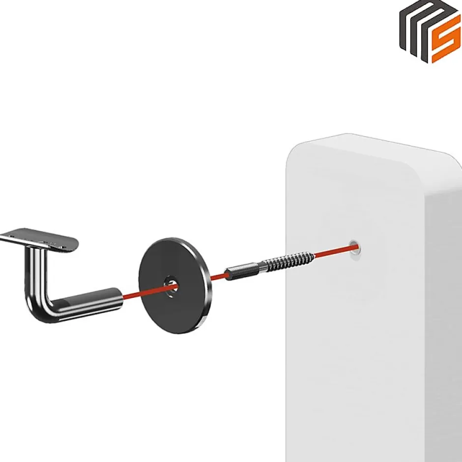 2 x Support mural fixe - Main courante diam. 42,4 mm - Fixation M8 - Noir anthracite-MySystem Best