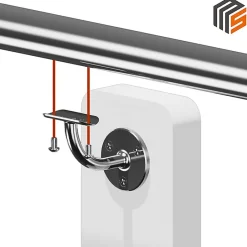 MySystem 2 x Support mural fixe - Main courante diam. 42,4 mm - Platine 3 trous fraisés - Inox 304