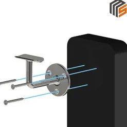 2 x Support mural fixe - Main courante diam. 42,4 mm - Platine 3 trous fraisés - Inox 316-MySystem