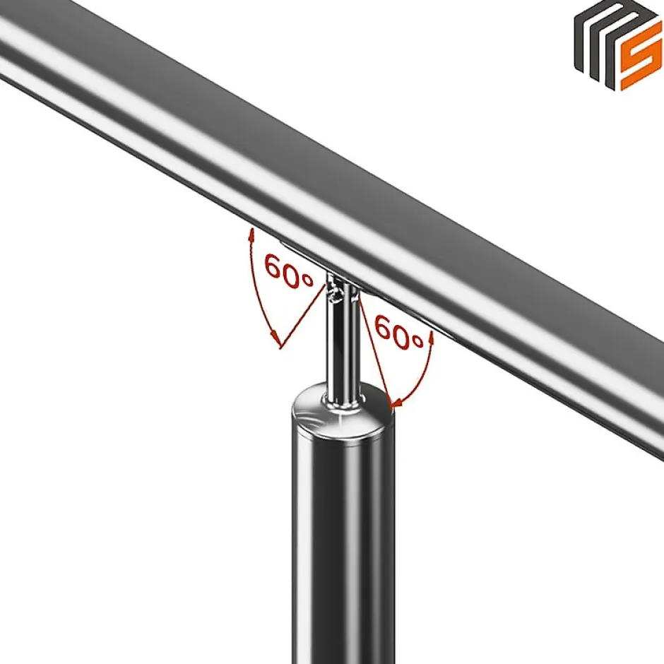2 x Support orientable main courante diam. 42,4 à coller sur tube diam. 42,4 x 2 mm - Inox 304-MySystem Sale