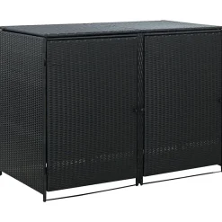 Abris pour poubelle double Résine tressée Noir 148x80x111 cm-Vidaxl Discount