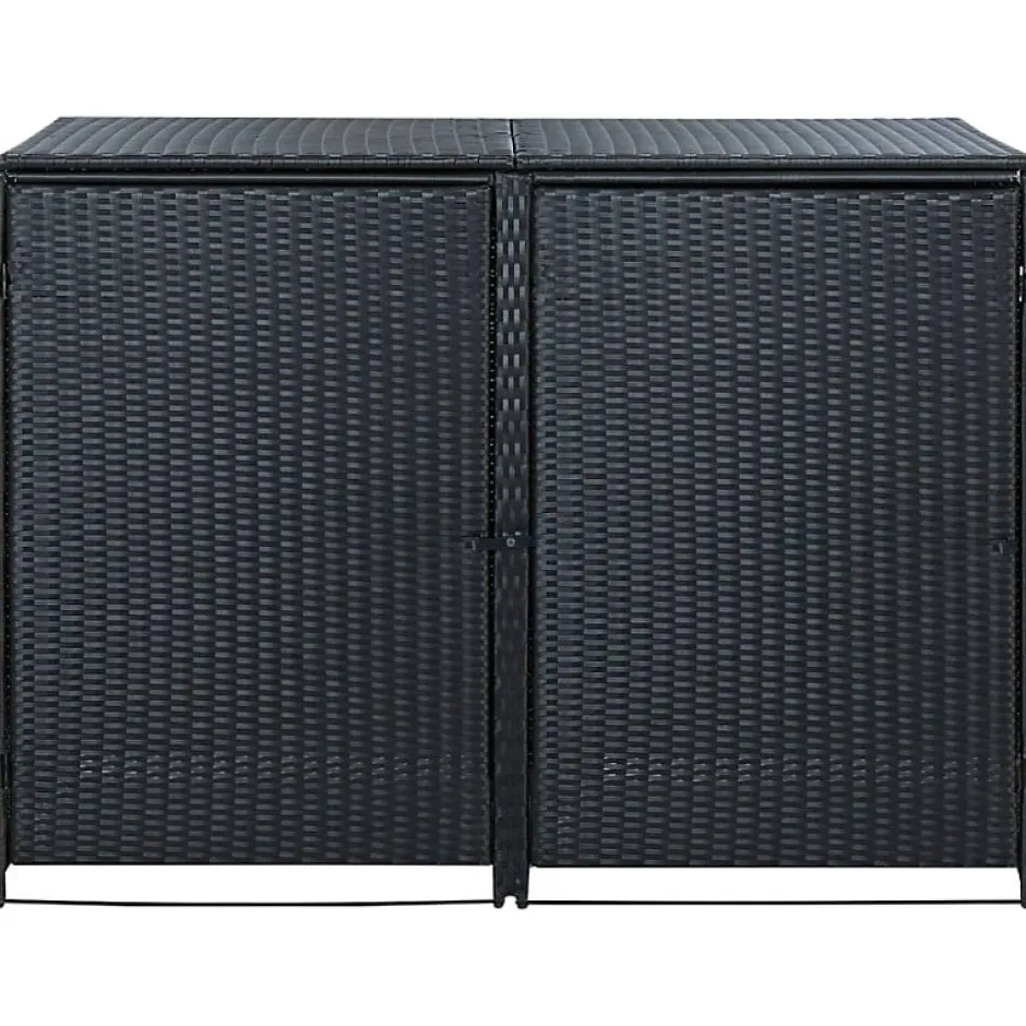 Abris pour poubelle double Résine tressée Noir 148x80x111 cm-Vidaxl Discount