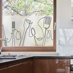 Adhésif Film Fenêtre Anti Regard Occultant - CUISINE - Stickers Autocollant Brise-Vue pour Vitres & Porte de Douche - 40x100cm-Ambiance Sticker Sale