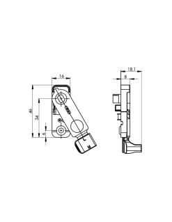 Ferco Anti-fausse manoeuvre de fenêtre oscillo-battante, gauche, 46x16mm, axe 9mm, K-16467-01-L-1 - by THIRARD