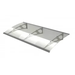 Arctom Auvent Blue 197x89, couleur silver inox, plaque incolore PMMA