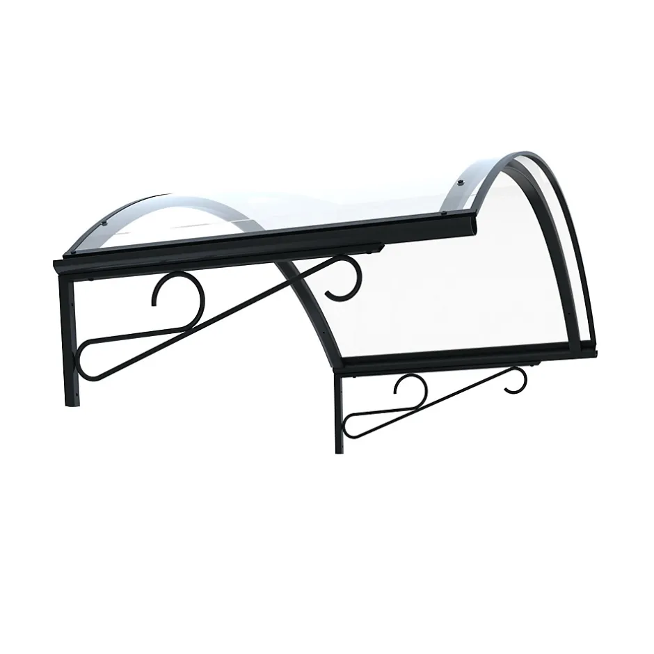 Arctom Auvent Coti 140x80, couleur anthracite RAL7016, plaque incolore, polycarbonate solide