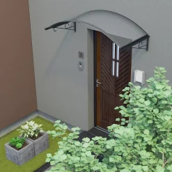 Arctom Auvent Coti 140x80, couleur anthracite RAL7016, plaque incolore, polycarbonate solide