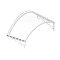 Auvent Coti 140x80, couleur blanc RAL9016, plaque incolore, polycarbonate solide-Arctom New