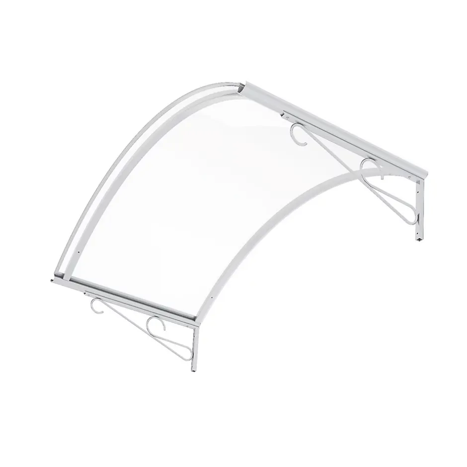 Auvent Coti 140x80, couleur blanc RAL9016, plaque incolore, polycarbonate solide-Arctom New