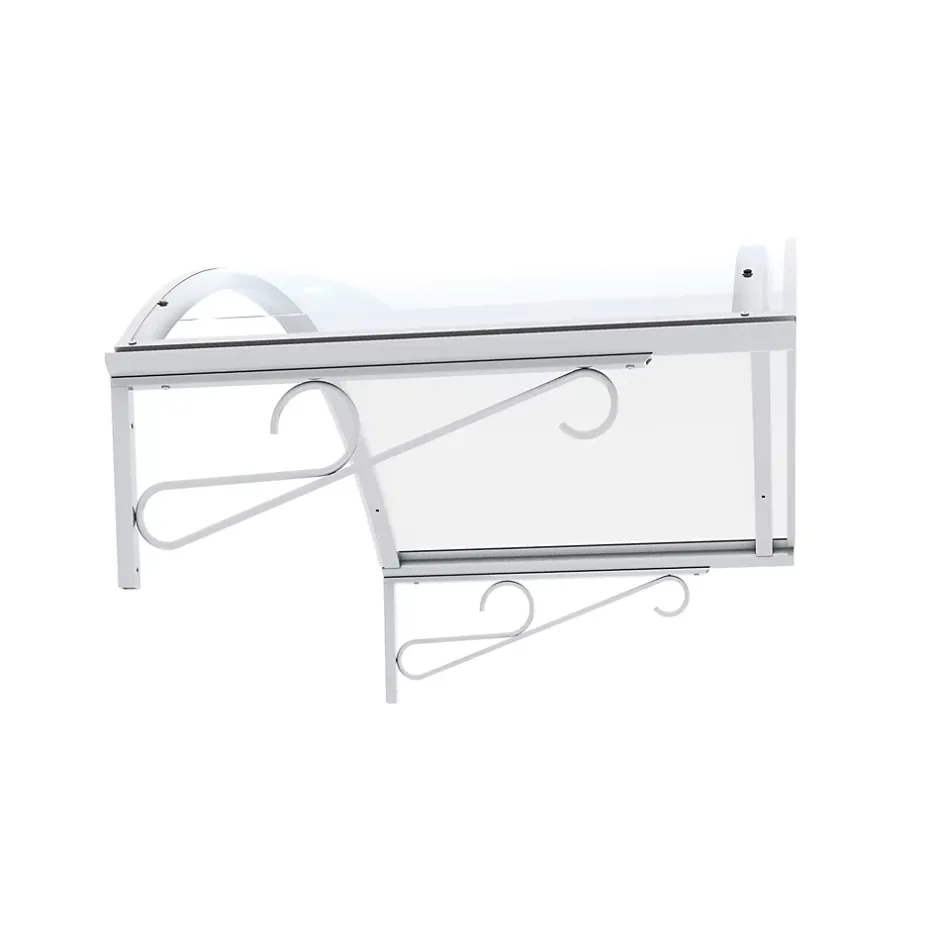 Auvent Coti 140x80, couleur blanc RAL9016, plaque incolore, polycarbonate solide-Arctom New