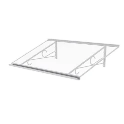 Arctom Auvent Fosti 140x79, couleur blanc RAL9016, plaque incolore, polycarbonate solide